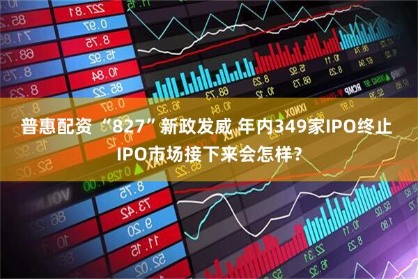 普惠配资 “827”新政发威 年内349家IPO终止 IPO市场接下来会怎样？